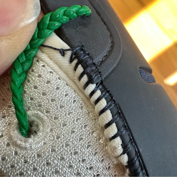 SWIMS Braided Lace Loafers Men's Sz 10 White Navy Green Machine Wash Mesh Rubber - Picture 10 of 10